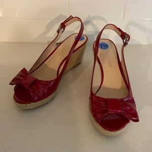NWT red patent leather espadrilles